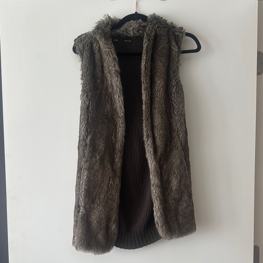 Faux Fur Vest in Brown